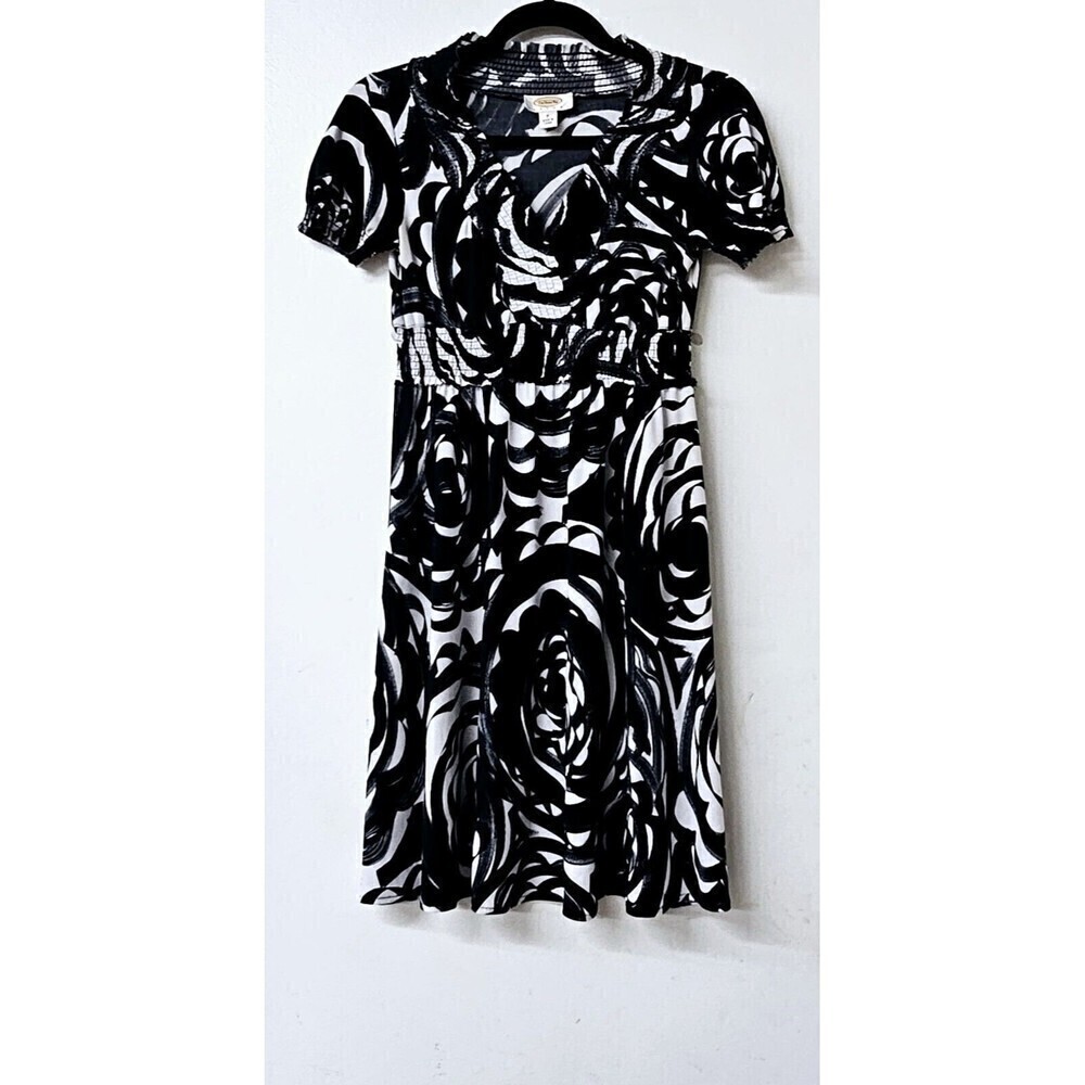 TALBOTS Petite Floral Swirl Short Sleeve Midi Women Dress (P)
